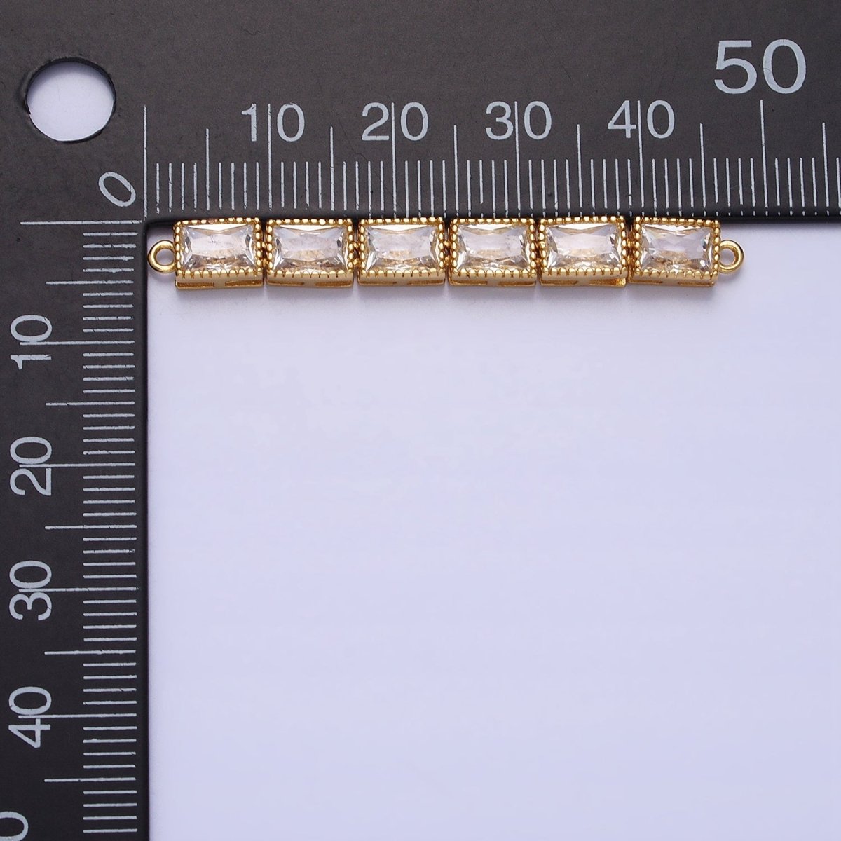 Bendable Gold Rectangle Long Bar Connector, CZ Micro Pave Silver Geometric Link Connector Necklace Jewelry Making Y-816