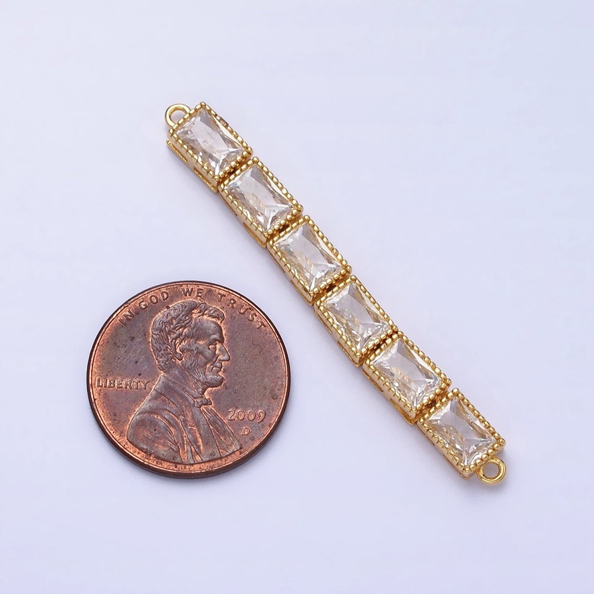 Bendable Gold Rectangle Long Bar Connector, CZ Micro Pave Silver Geometric Link Connector Necklace Jewelry Making Y-816