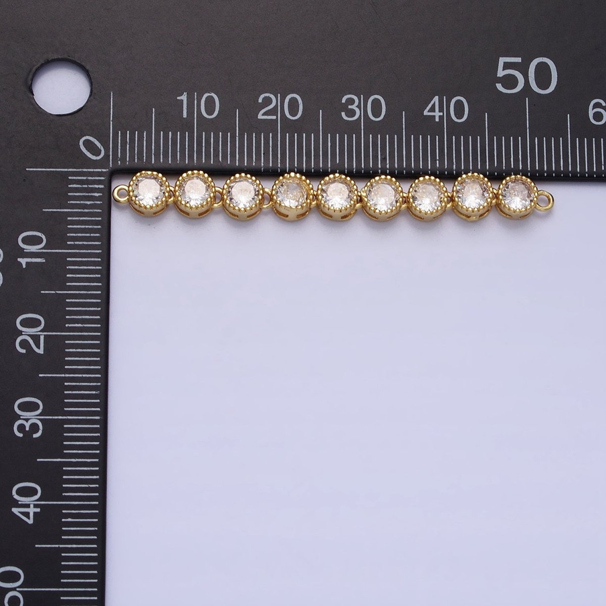 Bendable Gold Round Long Bar Connector, CZ Micro Pave Silver Circle Geometric Link Connector Necklace Jewelry Making Y-821