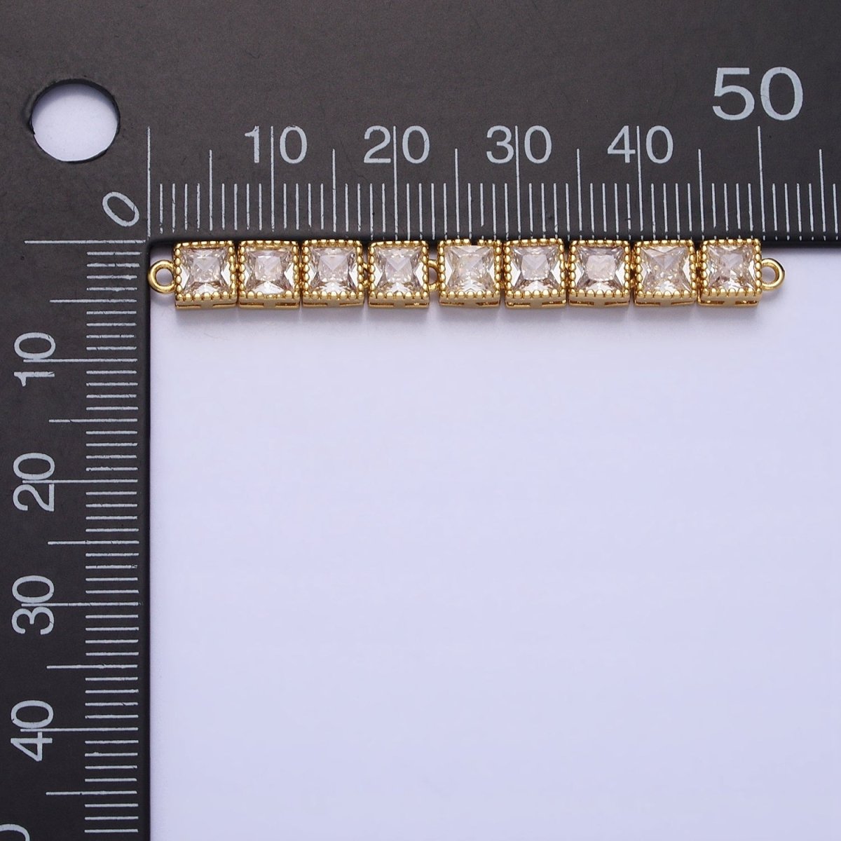 Bendable Gold Square Long Bar Connector, CZ Micro Pave Silver Geometric Link Connector Necklace Jewelry Making Y-815