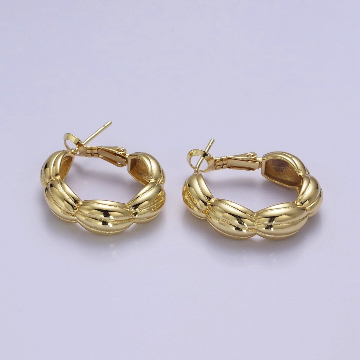 Big Chunky Gold Shell Hoop Earring V-109 - DLUXCA