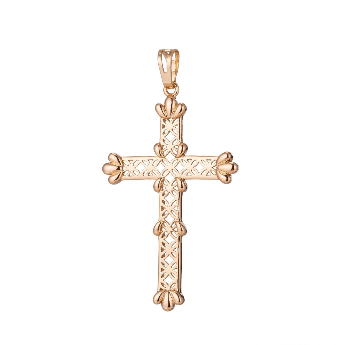 Big Cross Charm, 18K Gold Filled Pendant Dainty Cross Necklace Charm for Jewelry Making H-889 - DLUXCA