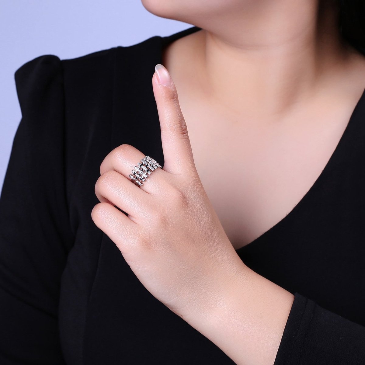 Big Cz Statement Ring in Gold / Silver Band for Statement Ring Midi Ring Adjustable S-475 S-476