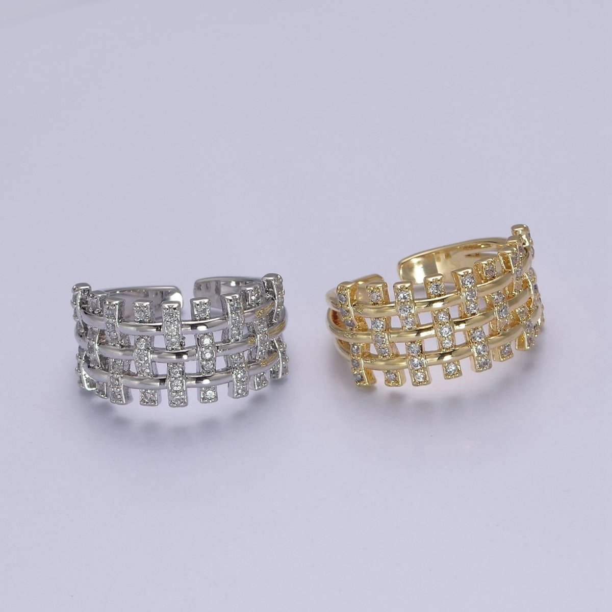 Big Cz Statement Ring in Gold / Silver Band for Statement Ring Midi Ring Adjustable S-475 S-476