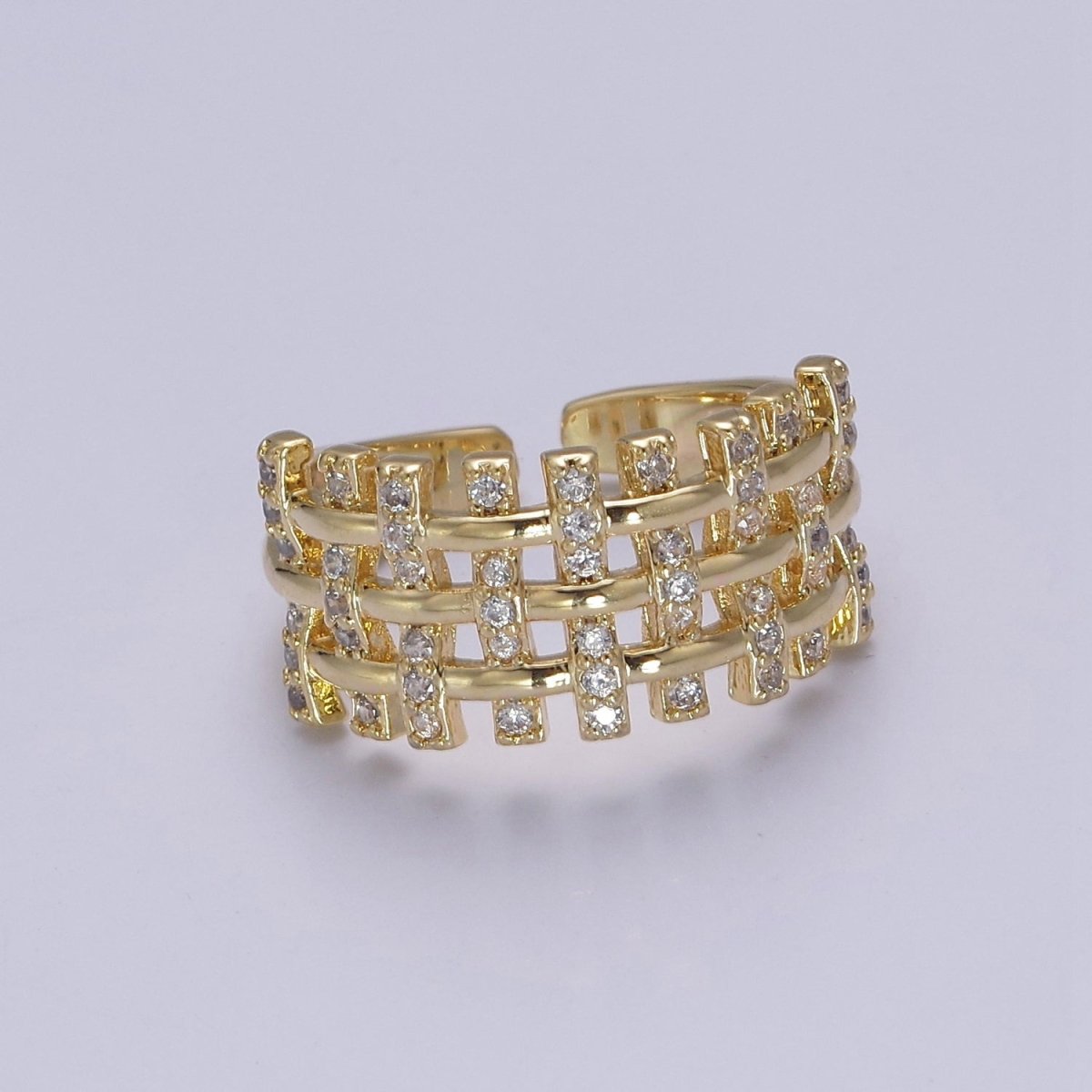 Big Cz Statement Ring in Gold / Silver Band for Statement Ring Midi Ring Adjustable S-475 S-476