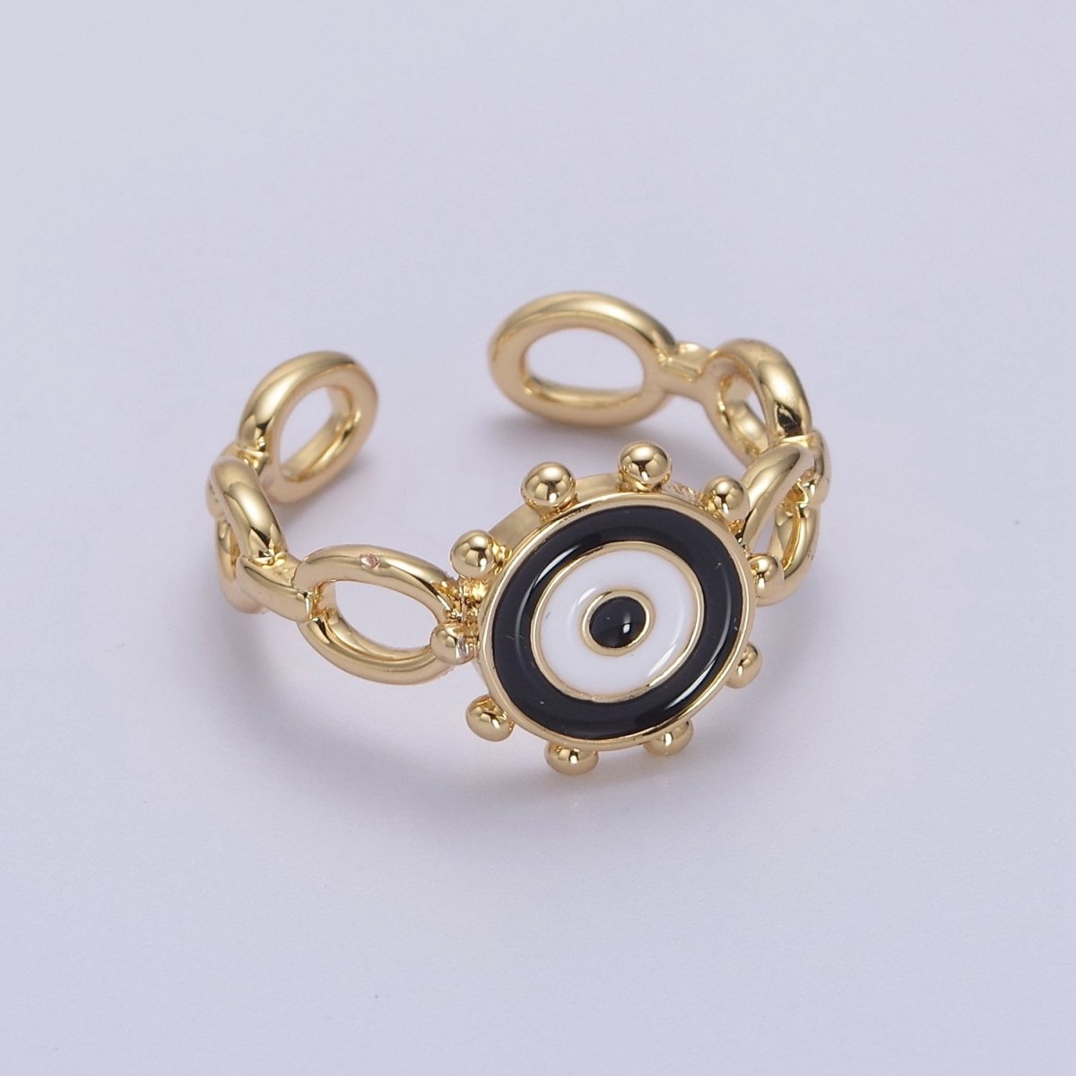 Big Evil Eye Gold Ring Enamel Eye Ring Midi Open Adjustable Ring S-461 ~ S-465