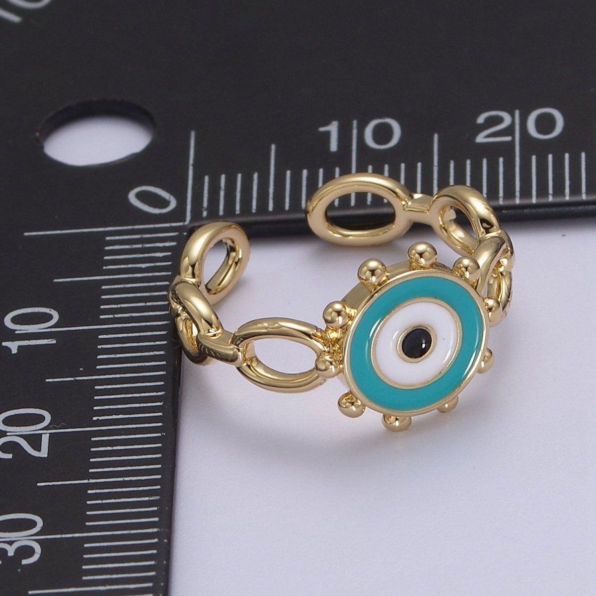 Big Evil Eye Gold Ring Enamel Eye Ring Midi Open Adjustable Ring S-461 ~ S-465