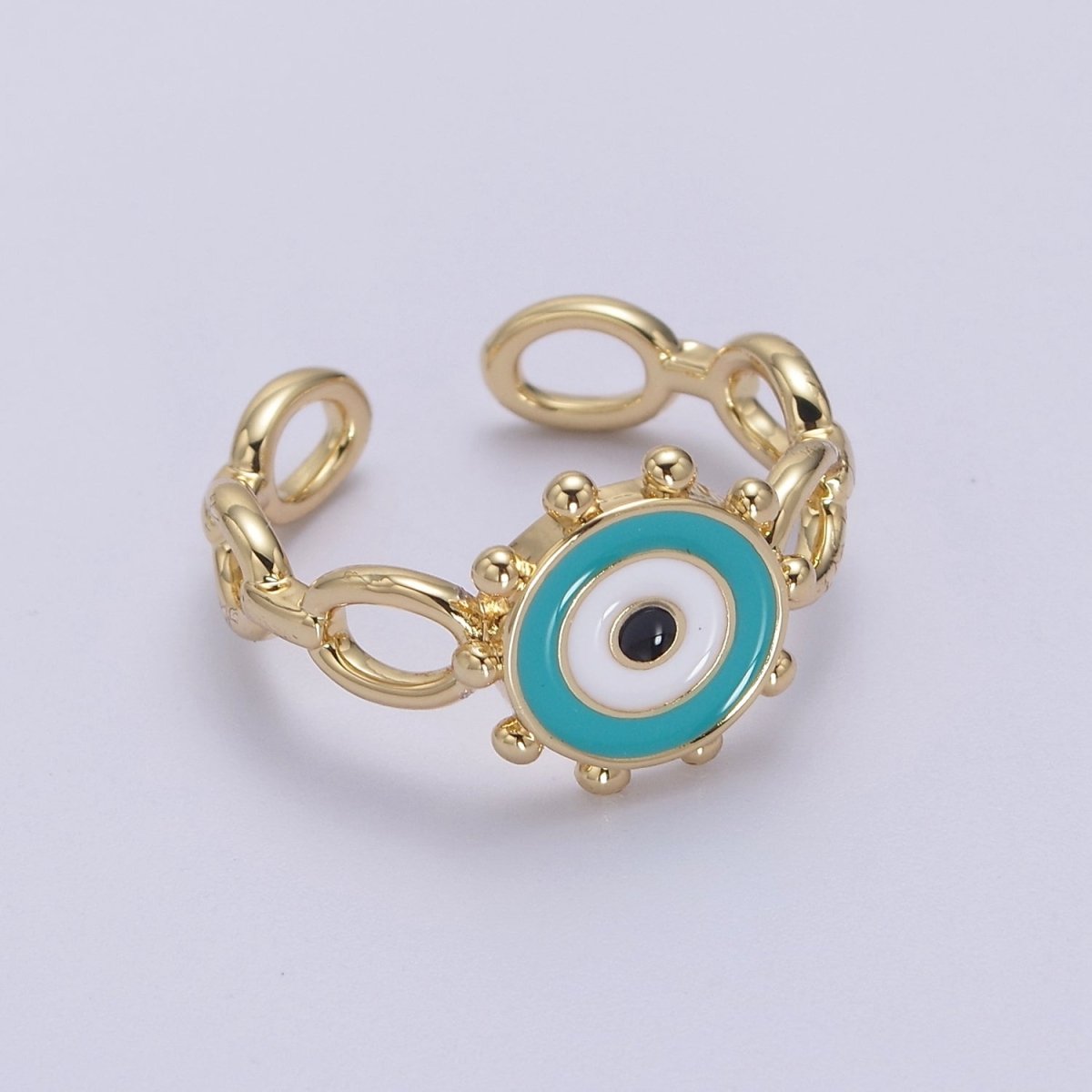 Big Evil Eye Gold Ring Enamel Eye Ring Midi Open Adjustable Ring S-461 ~ S-465