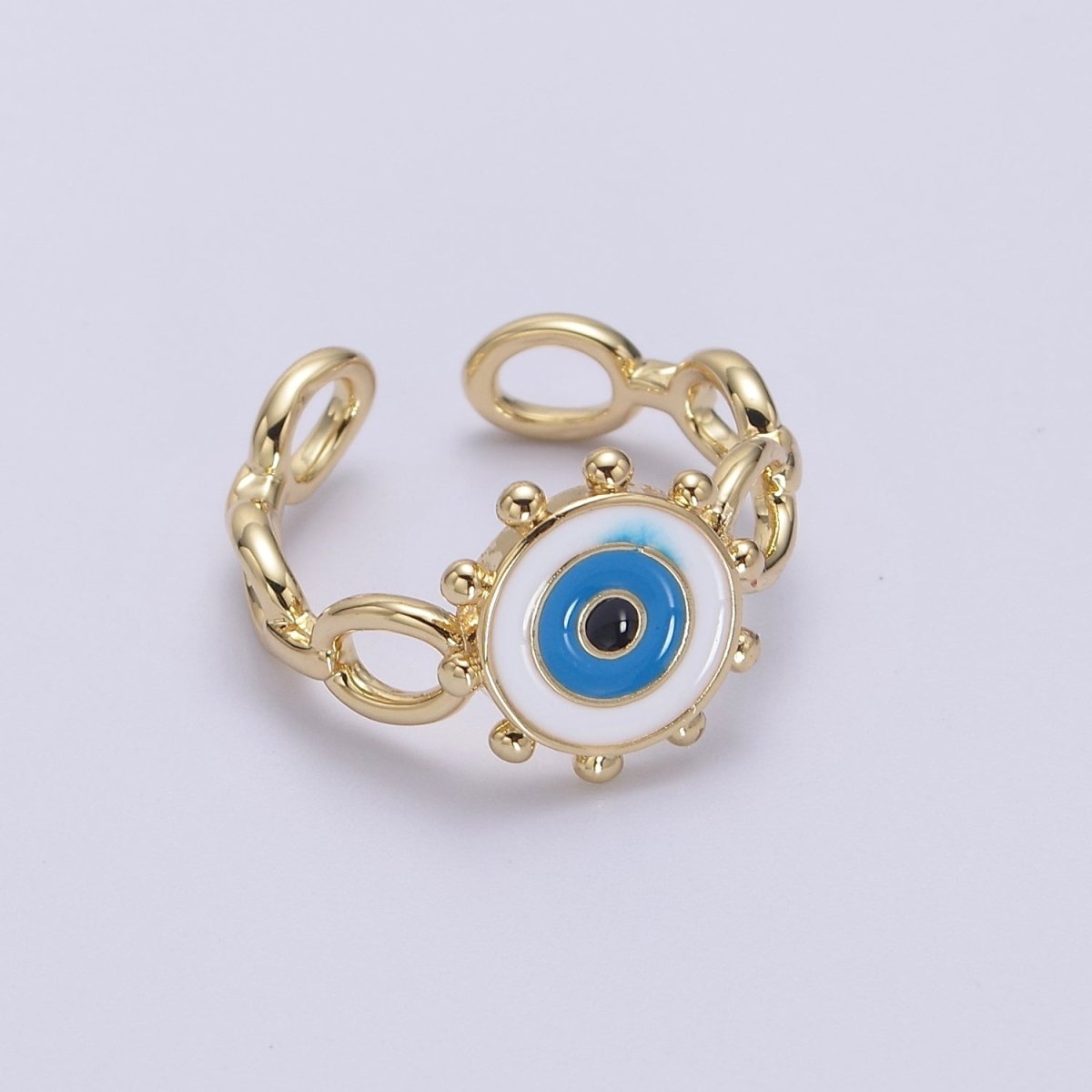 Big Evil Eye Gold Ring Enamel Eye Ring Midi Open Adjustable Ring S-461 ~ S-465