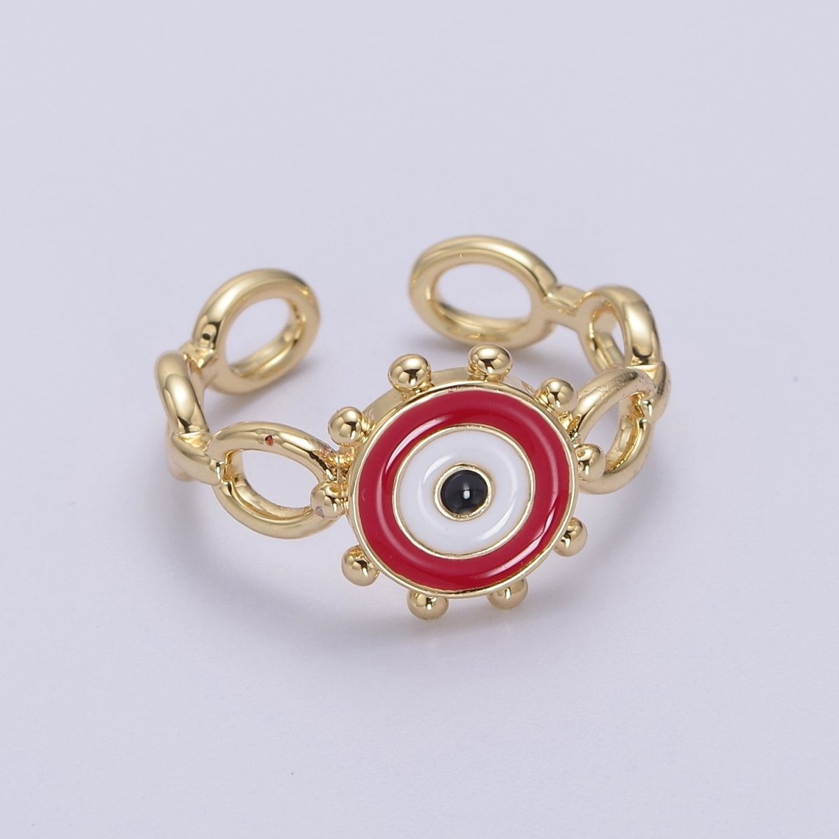 Big Evil Eye Gold Ring Enamel Eye Ring Midi Open Adjustable Ring S-461 ~ S-465