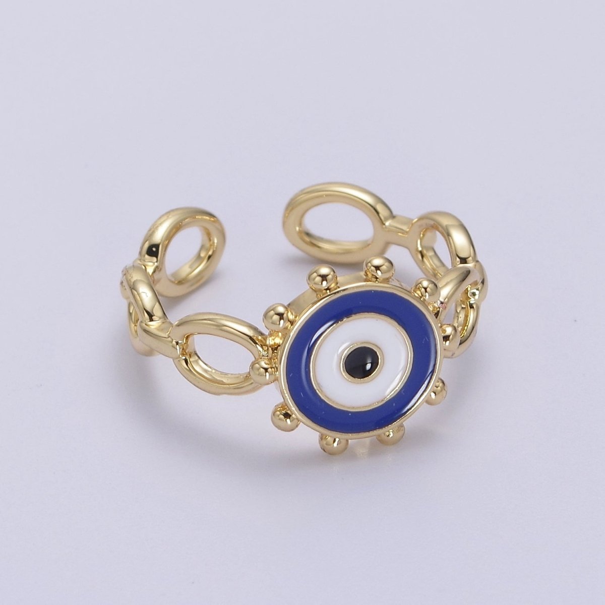Big Evil Eye Gold Ring Enamel Eye Ring Midi Open Adjustable Ring S-461 ~ S-465