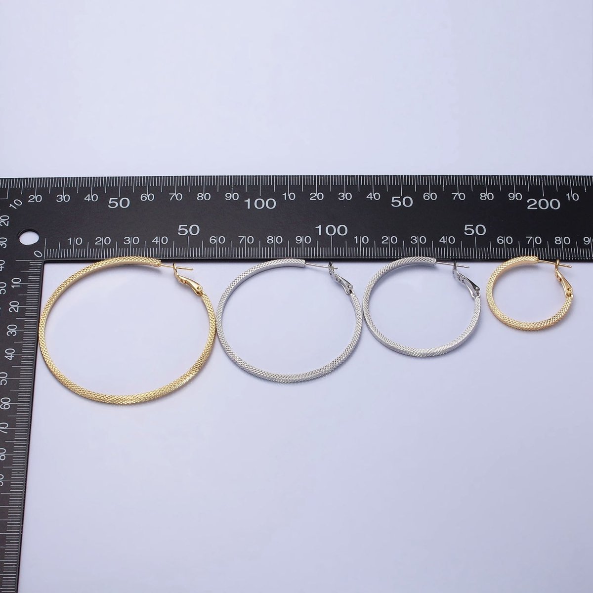 Big Gold Patterned Hoop Earrings Silver Textured Hoop Earring AB761 - AB768