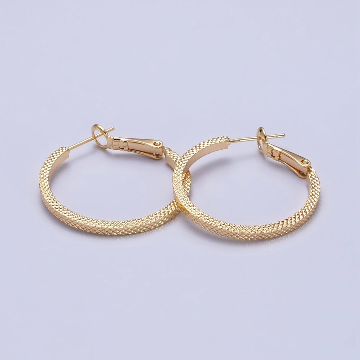 Big Gold Patterned Hoop Earrings Silver Textured Hoop Earring AB761 - AB768