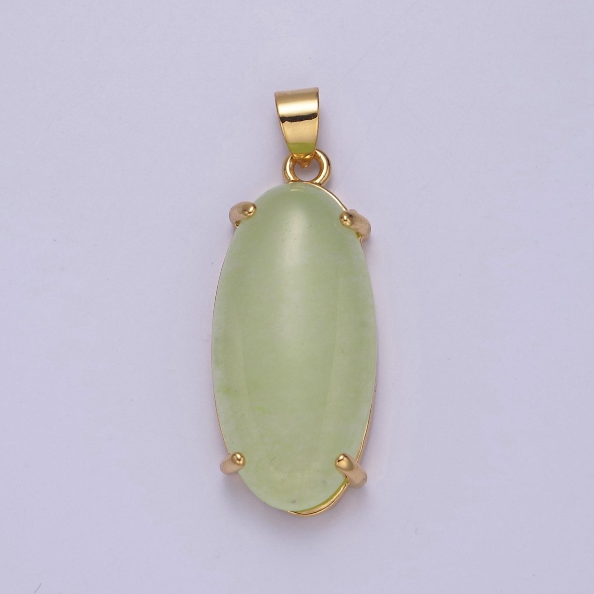 Big Light Green Oval Lucky jade pendant Drop Charm for Necklace  W-646