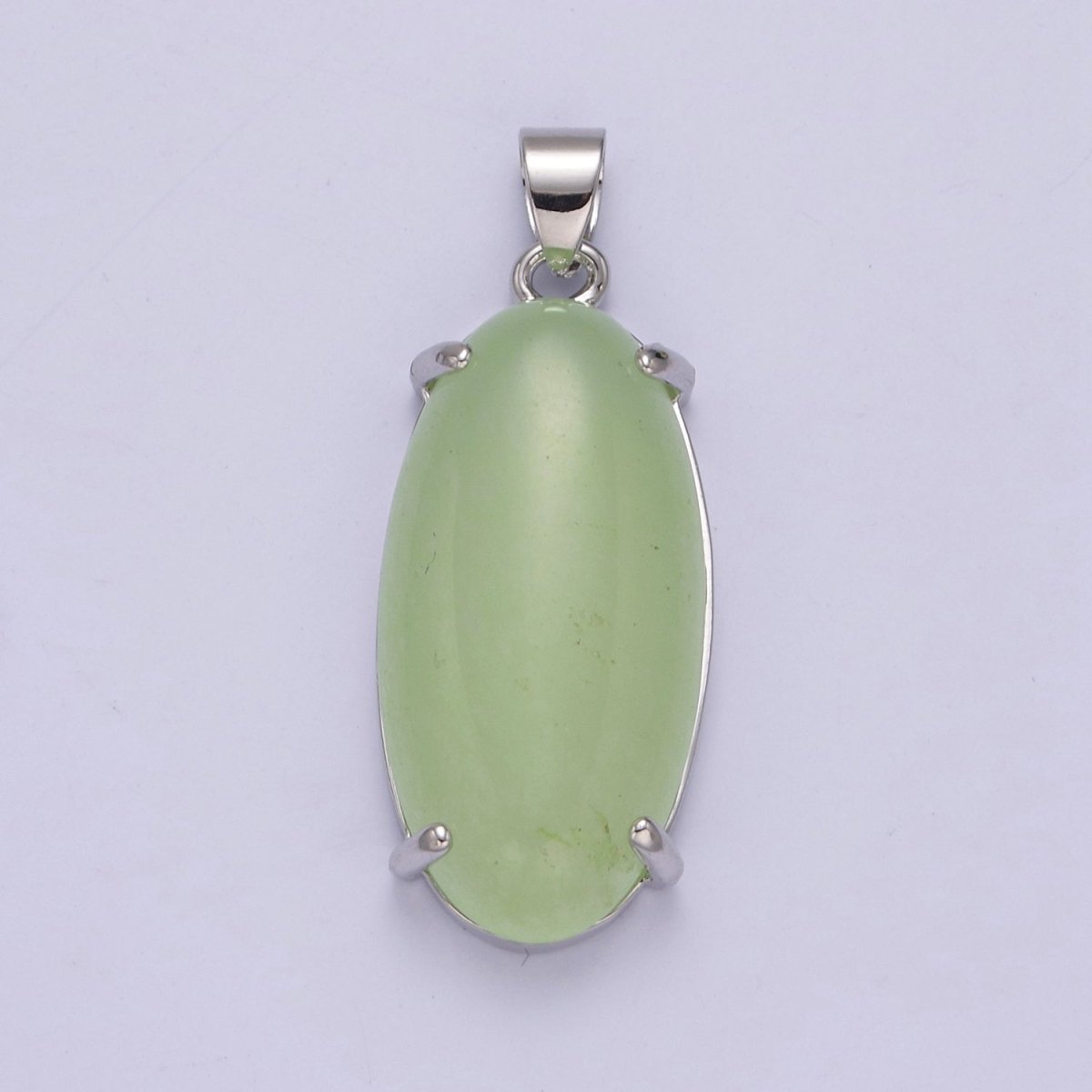 Big Light Green Oval Lucky jade pendant Drop Charm for Necklace  W-646