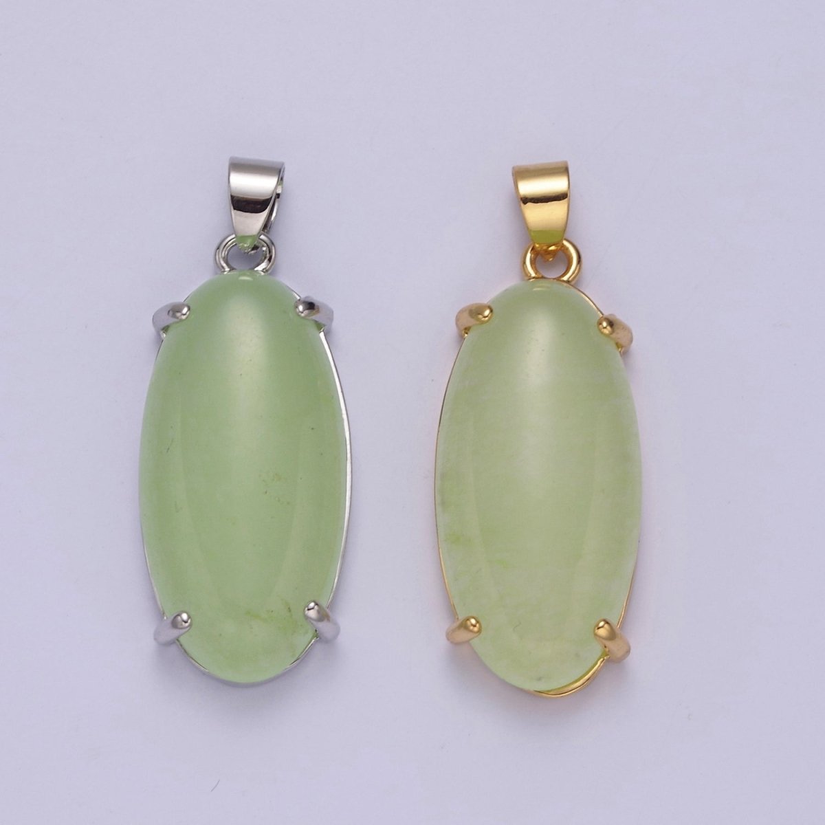 Big Light Green Oval Lucky jade pendant Drop Charm for Necklace  W-646