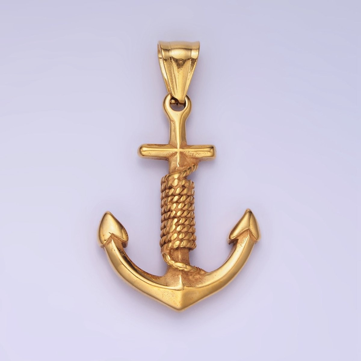 Stainless Steel Nautical Anchor Tied Pendant in Gold & Oxidized Silver | P1194 P1199