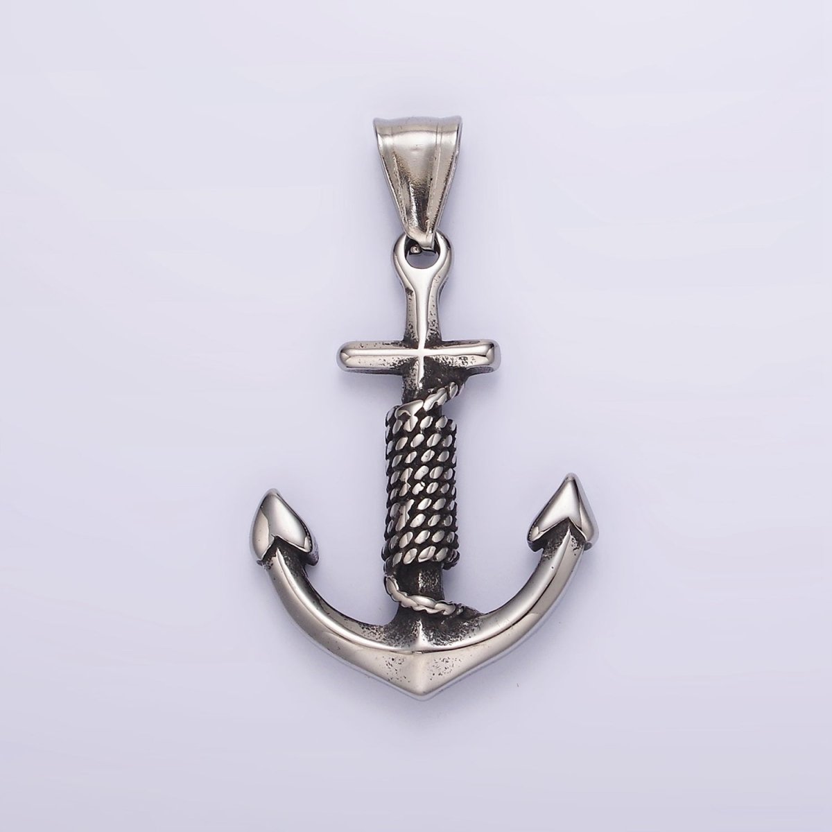 Stainless Steel Nautical Anchor Tied Pendant in Gold & Oxidized Silver | P1194 P1199