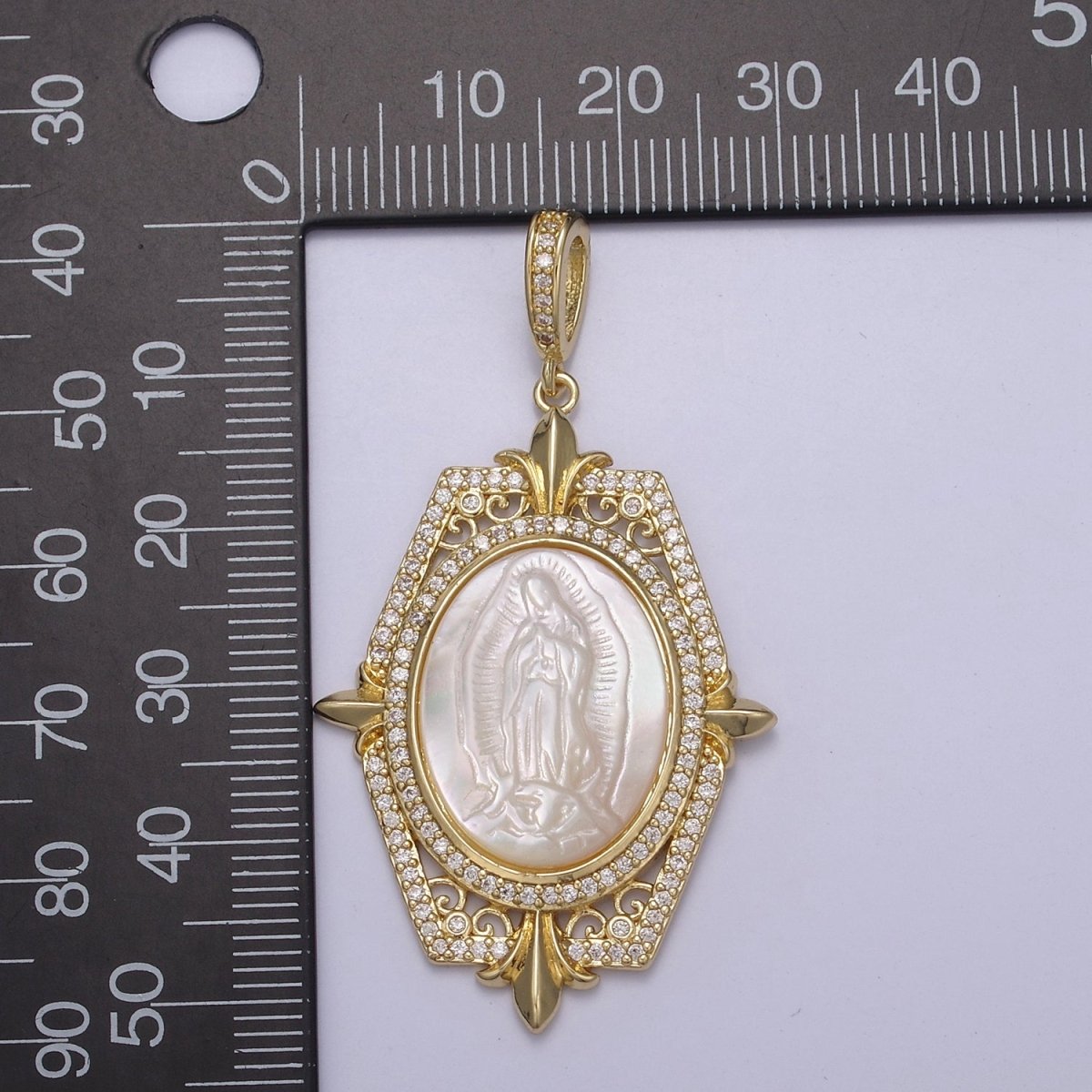 Big Pearl Statement Virgin Mary / Miraculous Lady Pendant Pearl Medallion Charm N-567 N-568
