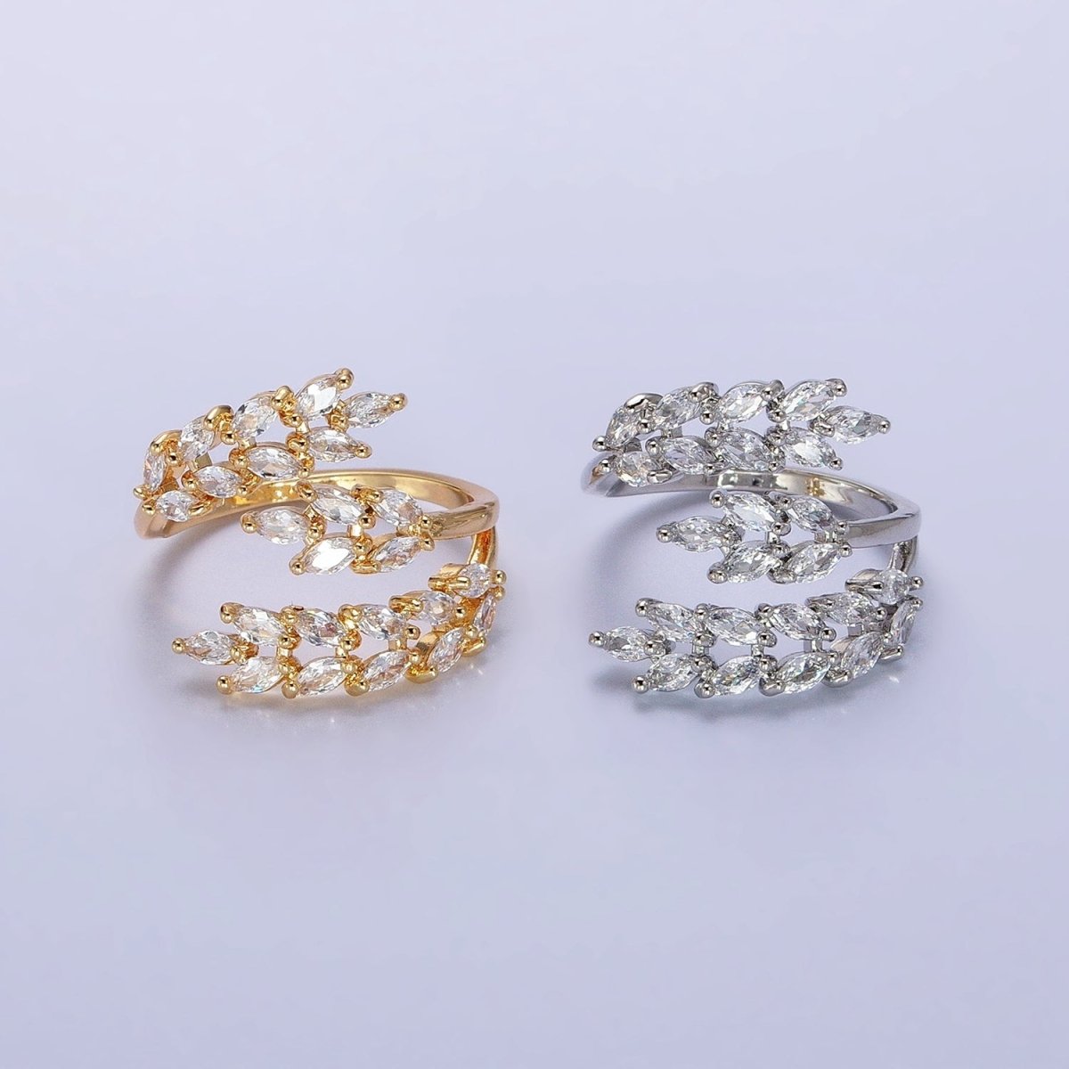 Big Wrap Gold Olive Marquise CZ Stone Statement Ring for Stackable Jewelry O1819 O1820