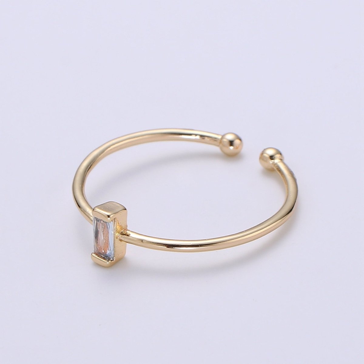 Birthstone ring. ONE stackable birthstone gemstone ring. Gold Open ring. stacking Adjustable ring personalized gift for her under 30 R-203 R-205