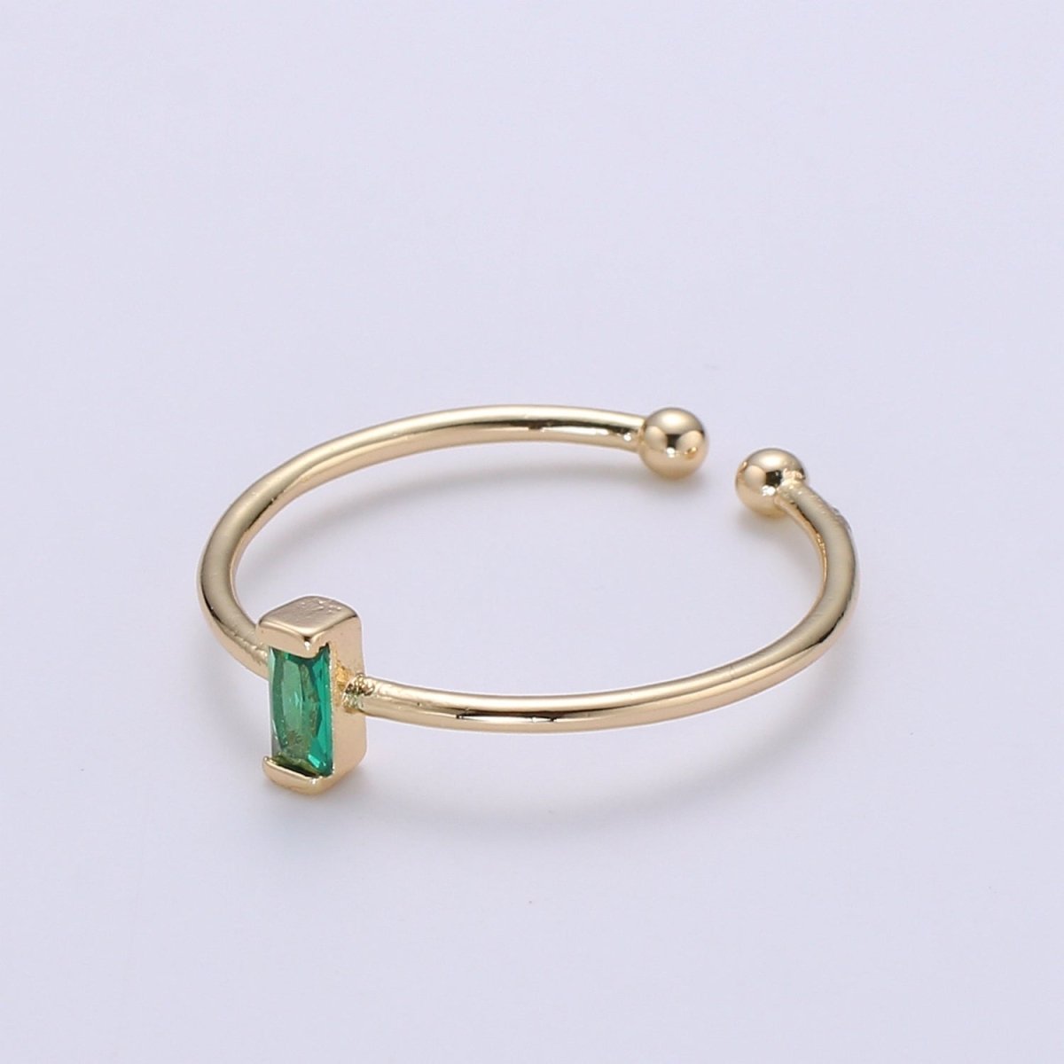 Birthstone ring. ONE stackable birthstone gemstone ring. Gold Open ring. stacking Adjustable ring personalized gift for her under 30 R-203 R-205