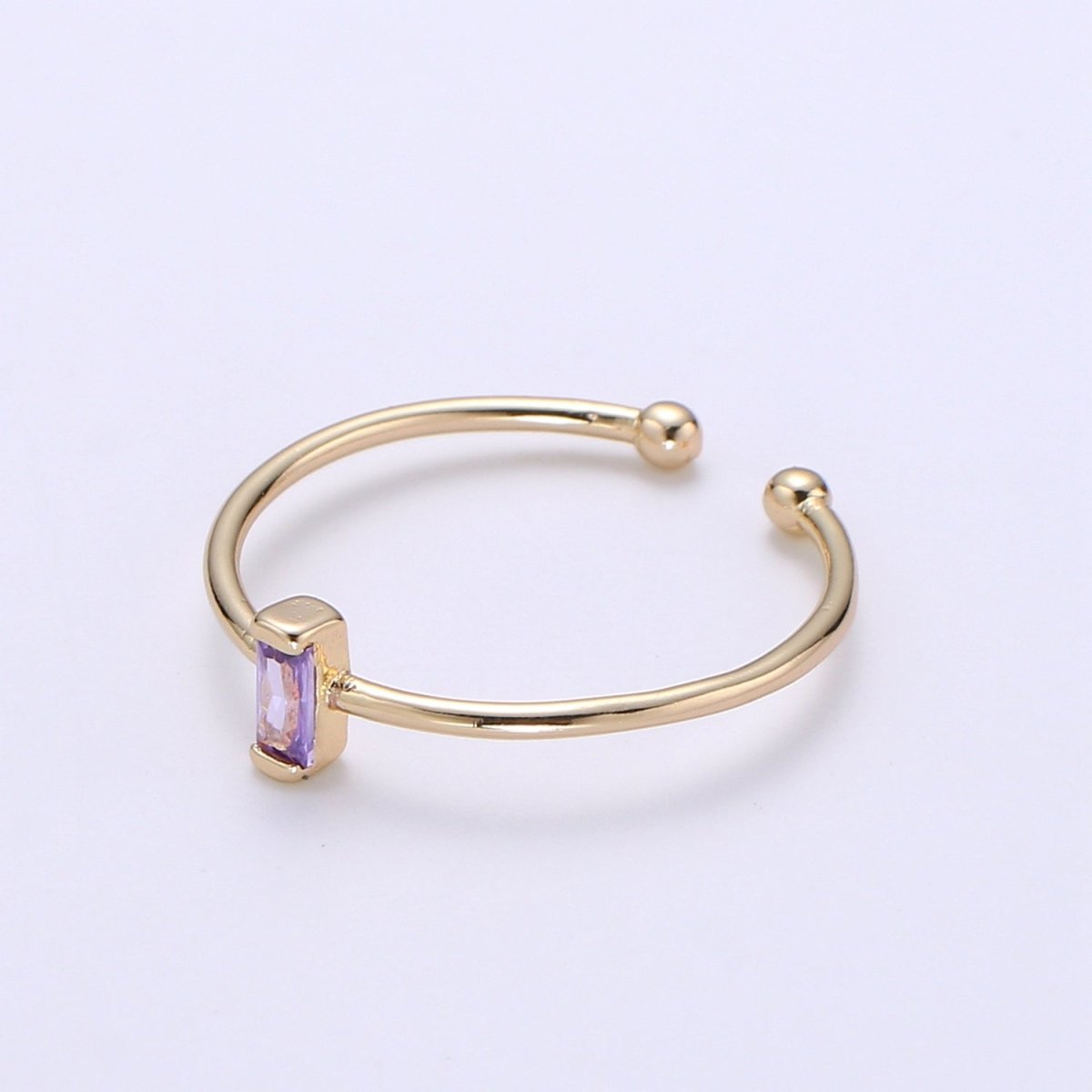 Birthstone ring. ONE stackable birthstone gemstone ring. Gold Open ring. stacking Adjustable ring personalized gift for her under 30 R-203 R-205