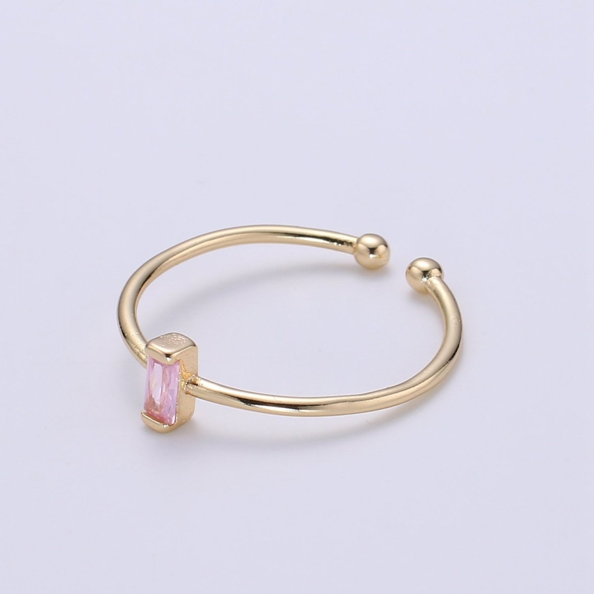Birthstone ring. ONE stackable birthstone gemstone ring. Gold Open ring. stacking Adjustable ring personalized gift for her under 30 R-203 R-205