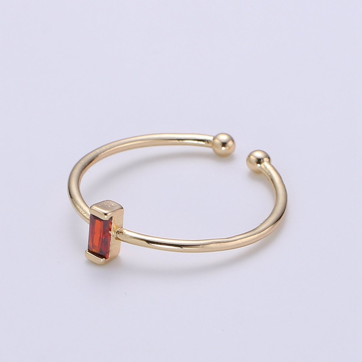 Birthstone ring. ONE stackable birthstone gemstone ring. Gold Open ring. stacking Adjustable ring personalized gift for her under 30 R-203 R-205