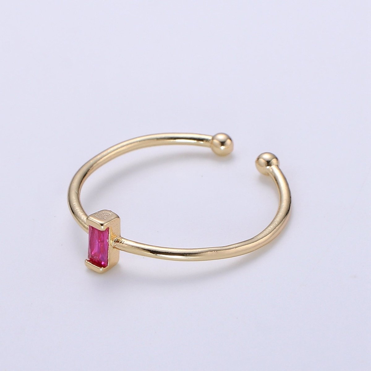 Birthstone ring. ONE stackable birthstone gemstone ring. Gold Open ring. stacking Adjustable ring personalized gift for her under 30 R-203 R-205
