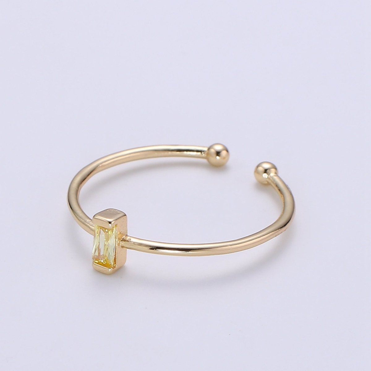 Birthstone ring. ONE stackable birthstone gemstone ring. Gold Open ring. stacking Adjustable ring personalized gift for her under 30 R-203 R-205