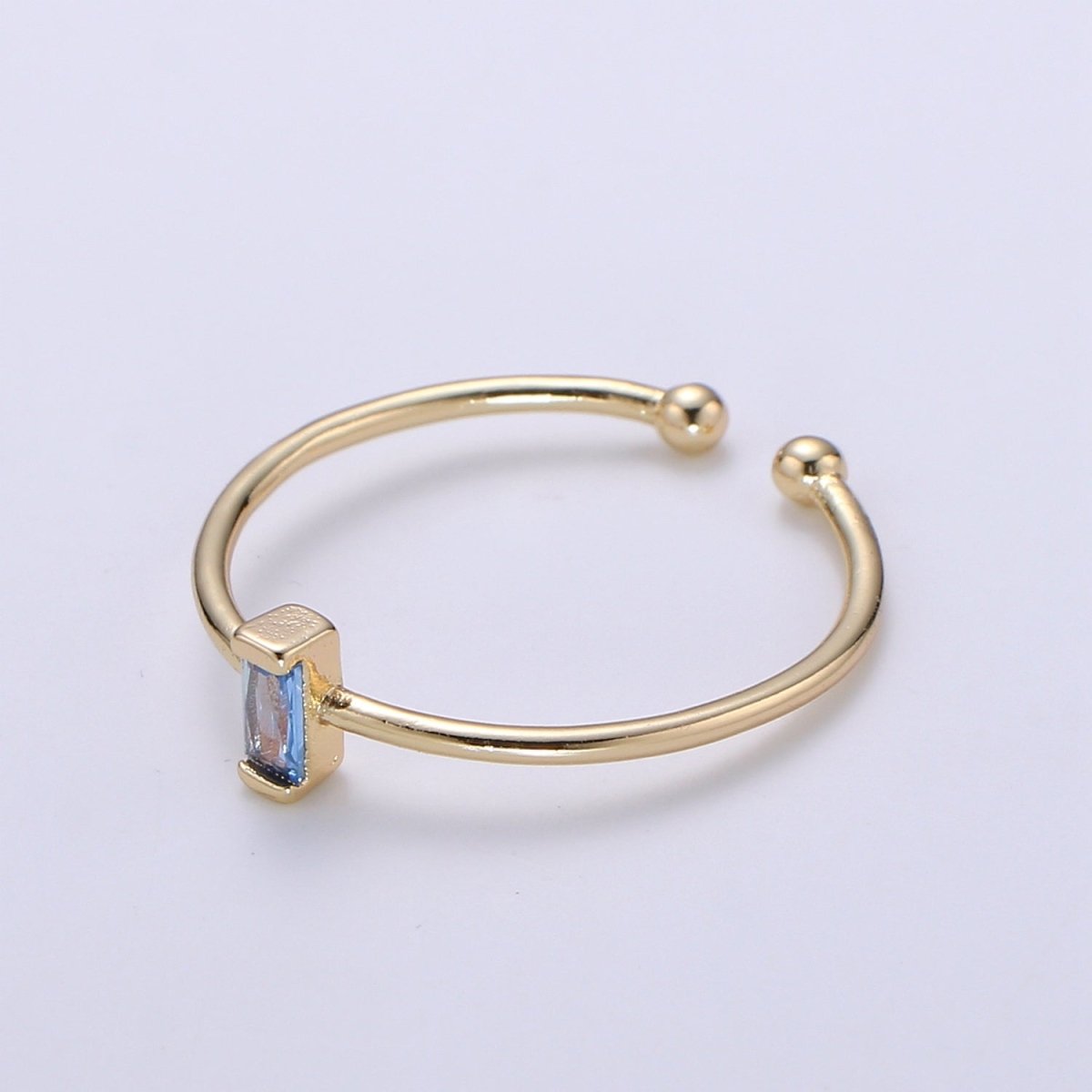 Birthstone ring. ONE stackable birthstone gemstone ring. Gold Open ring. stacking Adjustable ring personalized gift for her under 30 R-203 R-205