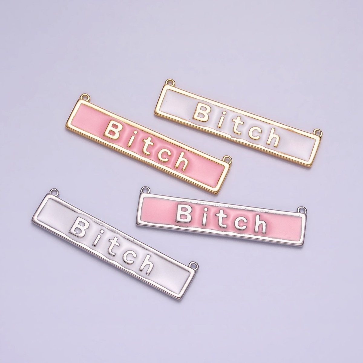 Bitch Word Charm Connectors Pendants in Gold Silver For Funny Novelty Necklace Component Y-832 Y-833