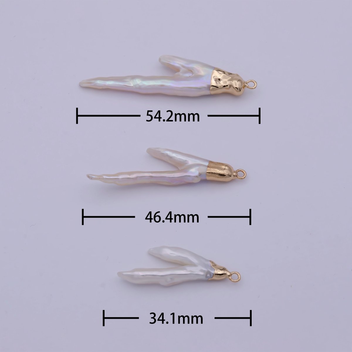 Biwa Natural Pearl Claw Pendant, Freeform Chicken Feet Pearl Charm, 2 branch freshwater pearls, gemstone beads, craft supplies P-1577 - DLUXCA