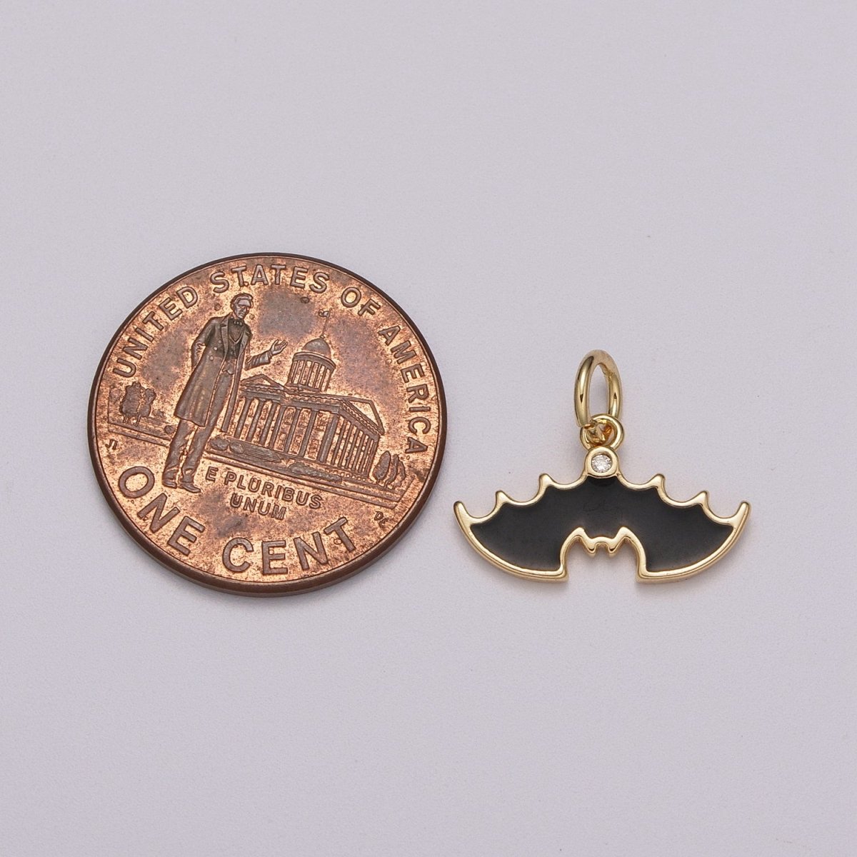 Black Bat Charm Enamel Animal for Halloween Inspired Pendant Halloween Jewelry Inspired, M-856 - DLUXCA