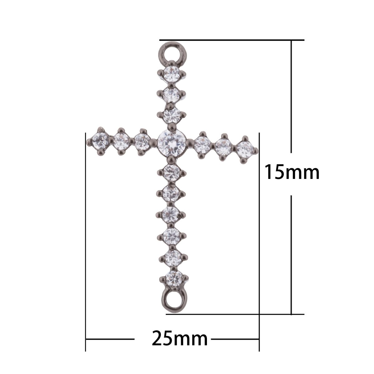 Black Cross Bracelet Charm, Cross Charm, Cross Connector Charm, Faith Cubic Zirconia Bracelet Charm Bead Connector for Jewelry Making, F-106