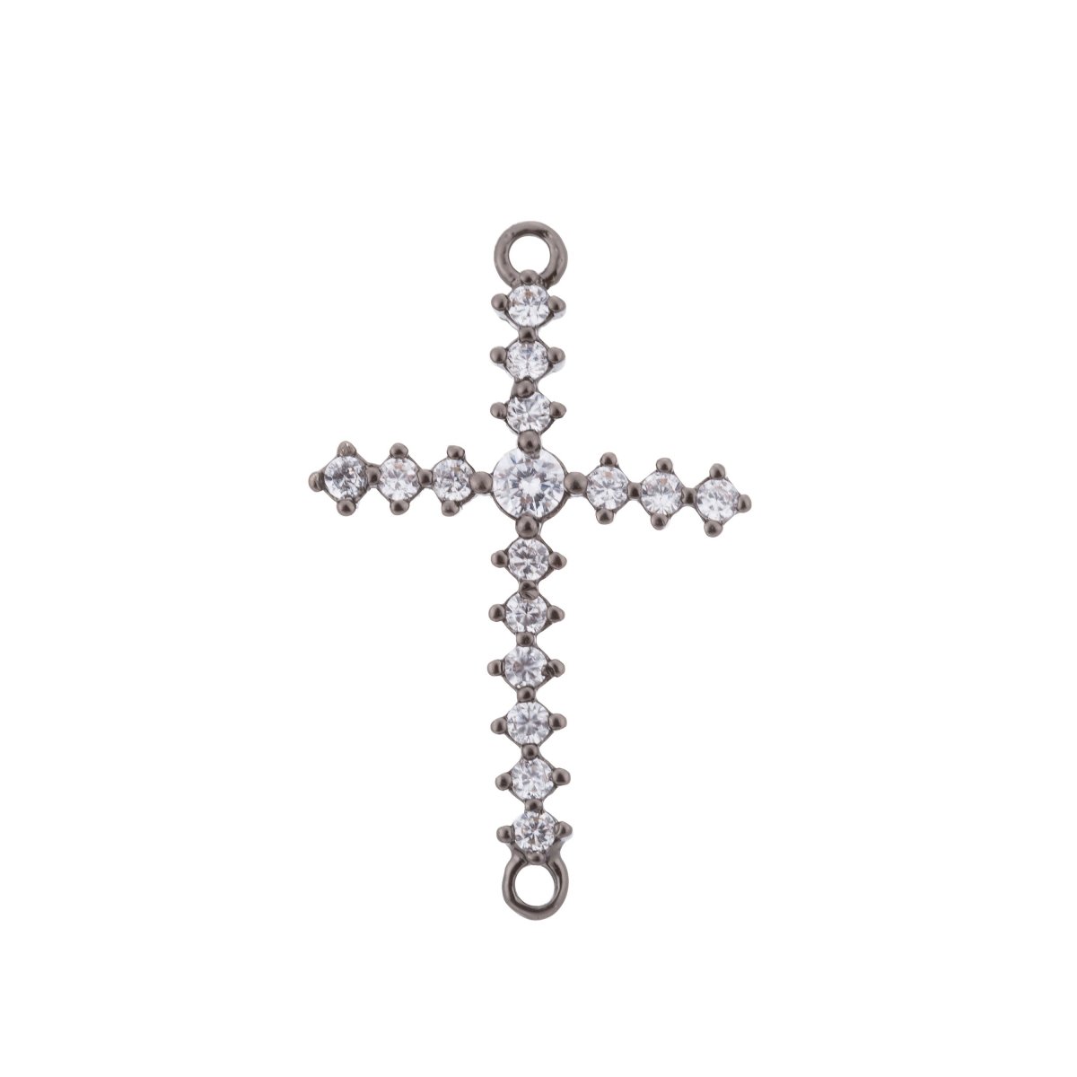Black Cross Bracelet Charm, Cross Charm, Cross Connector Charm, Faith Cubic Zirconia Bracelet Charm Bead Connector for Jewelry Making, F-106