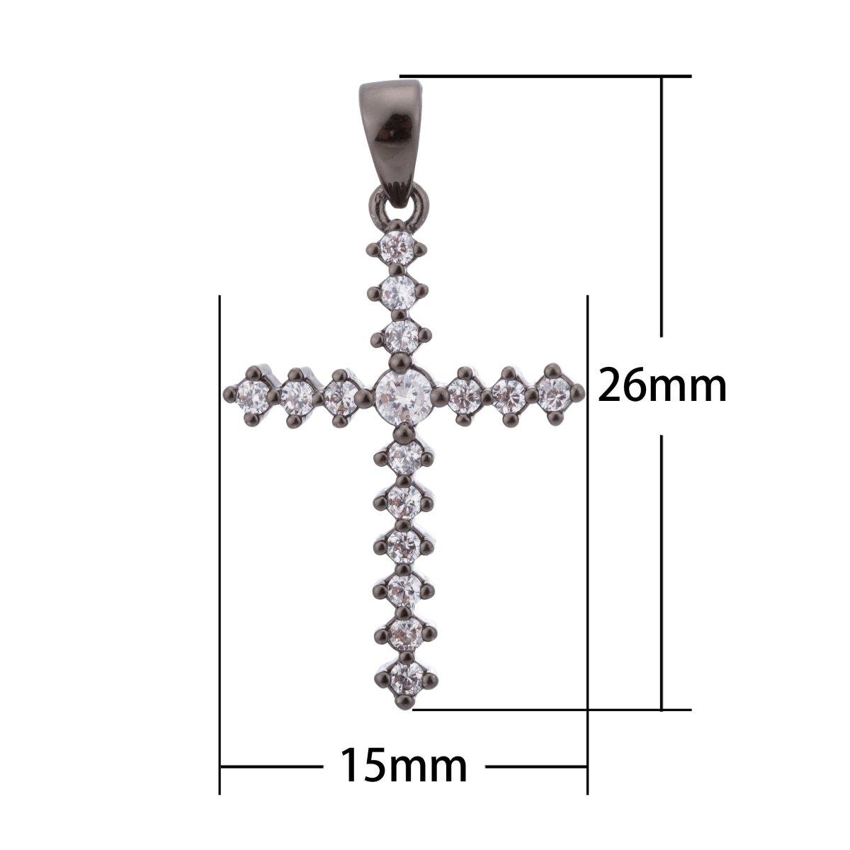 Black Cross, Faith, Believe, Love, Peace, Joy, Jesus, Religious, Girl, Cubic Zirconia Necklace Pendant Bails Findings for Jewelry Making H-651 - DLUXCA