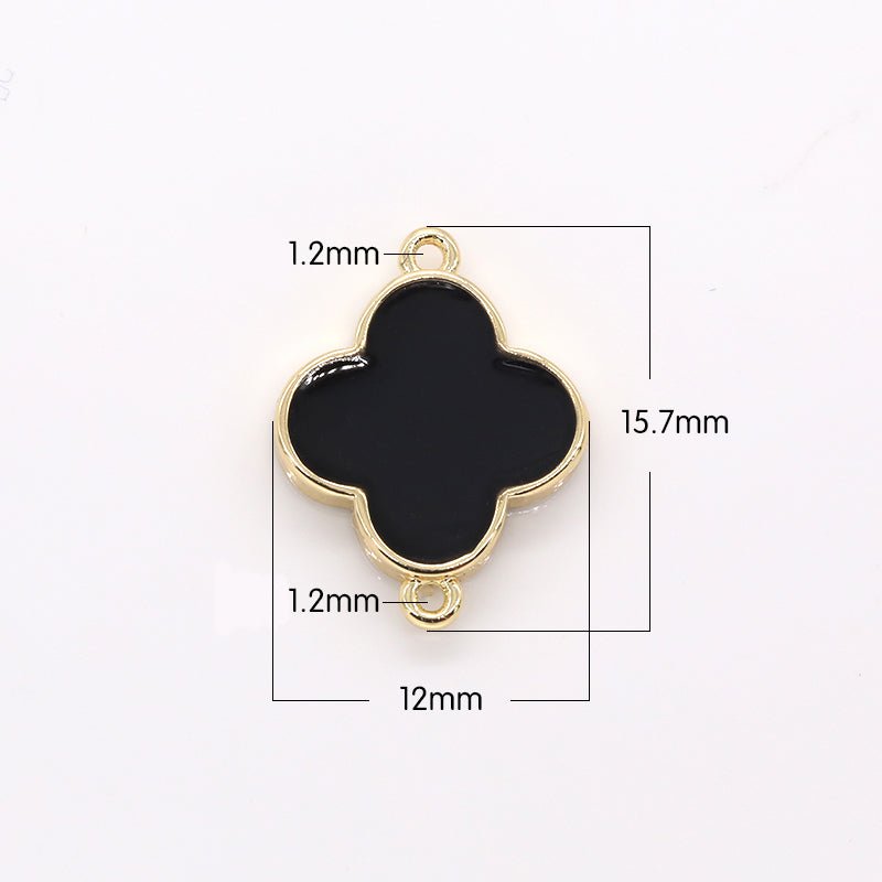 Black Golden Clover Frame Connector, Plain Gold Plated Frame Floral Nature Jewelry Supply Component G-727 - DLUXCA