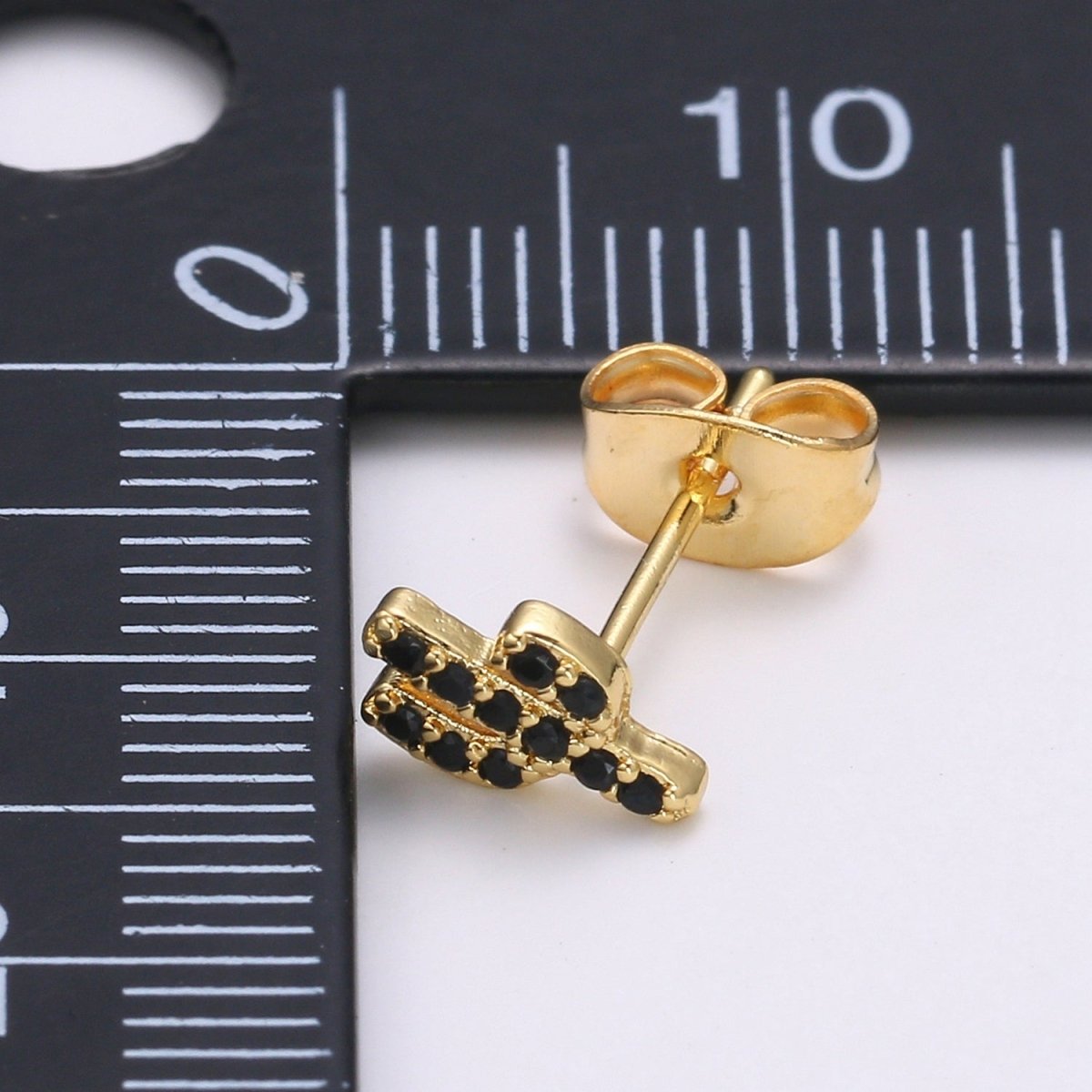 Black Micro Pave CZ Gold Cactus Stud Earring | Q-500 - DLUXCA
