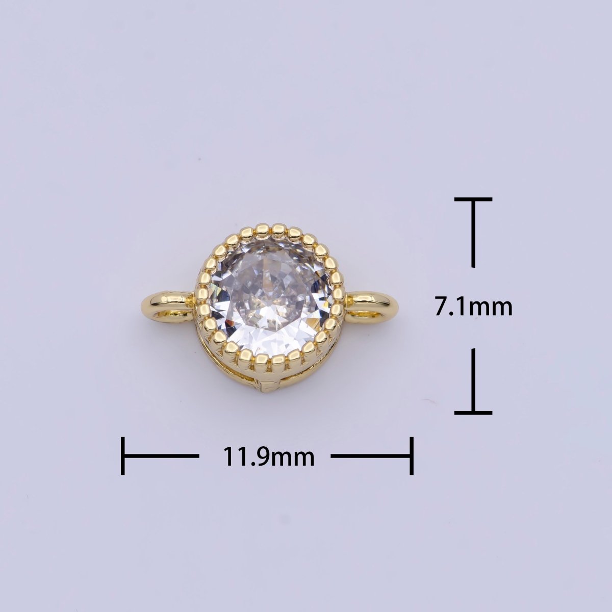 Black, Purple, Clear, Pink Round Cubic Zirconia Link Gold Connector G-551~G-554
