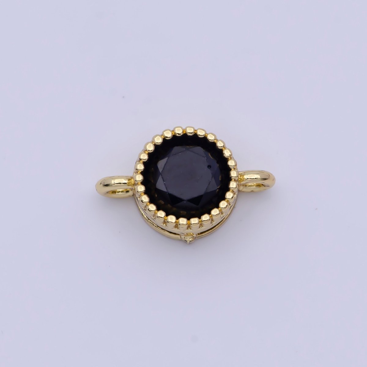 Black, Purple, Clear, Pink Round Cubic Zirconia Link Gold Connector G-551~G-554