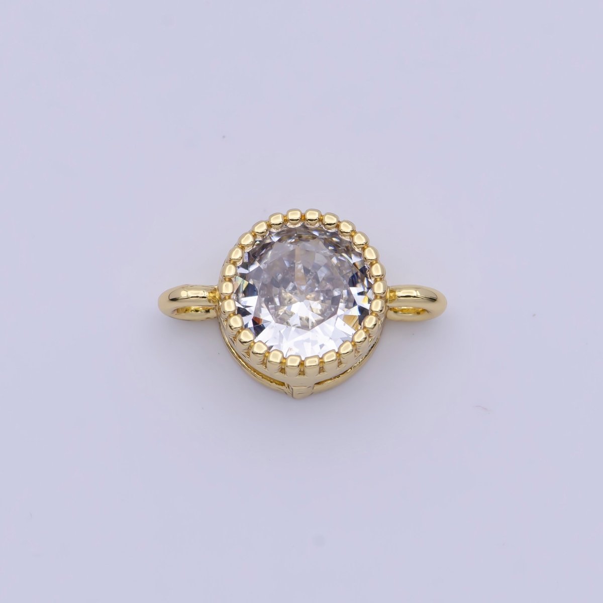 Black, Purple, Clear, Pink Round Cubic Zirconia Link Gold Connector G-551~G-554