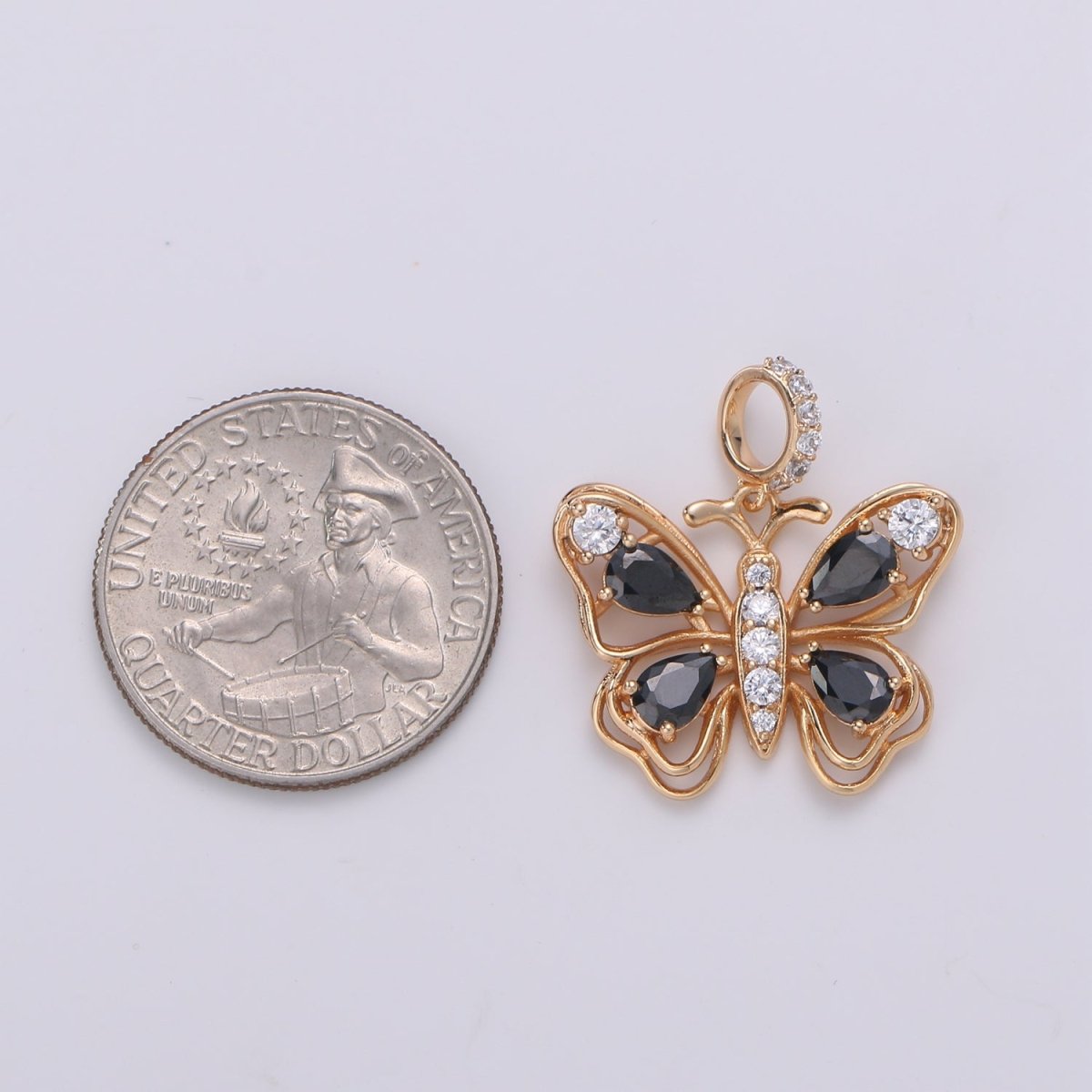 Black Rose Gold Butterfly Gold Filled Pendants J-106 - DLUXCA
