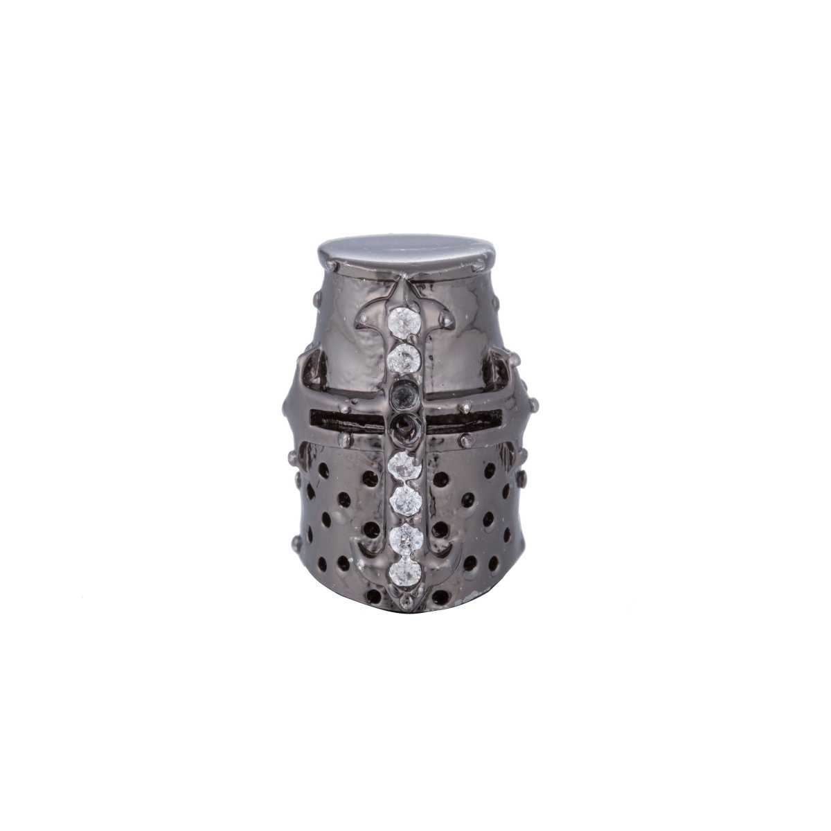 Black, Silver, Gold Micro Paved Masked Warrior Knight Soldier Spacer Bead | B-054