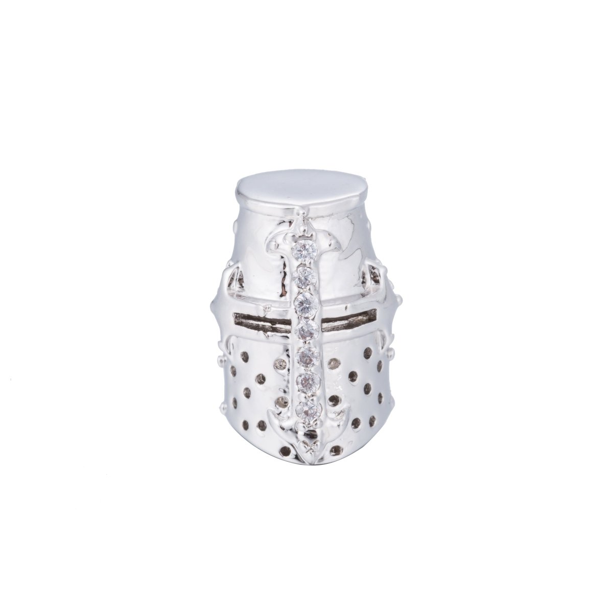 Black, Silver, Gold Micro Paved Masked Warrior Knight Soldier Spacer Bead | B-054