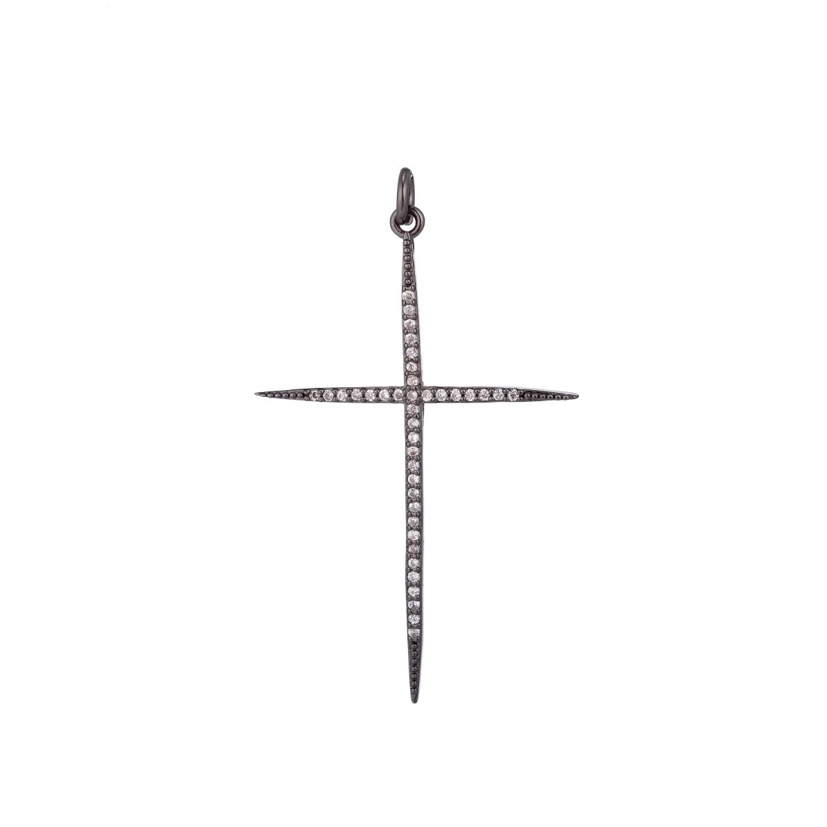 Slim Thin Cross, Jesus Christ Believer, Religion, DIY Cubic Zirconia Necklace Pendant Charm Bead Bails Findings for Jewelry Making, C-442 C-443