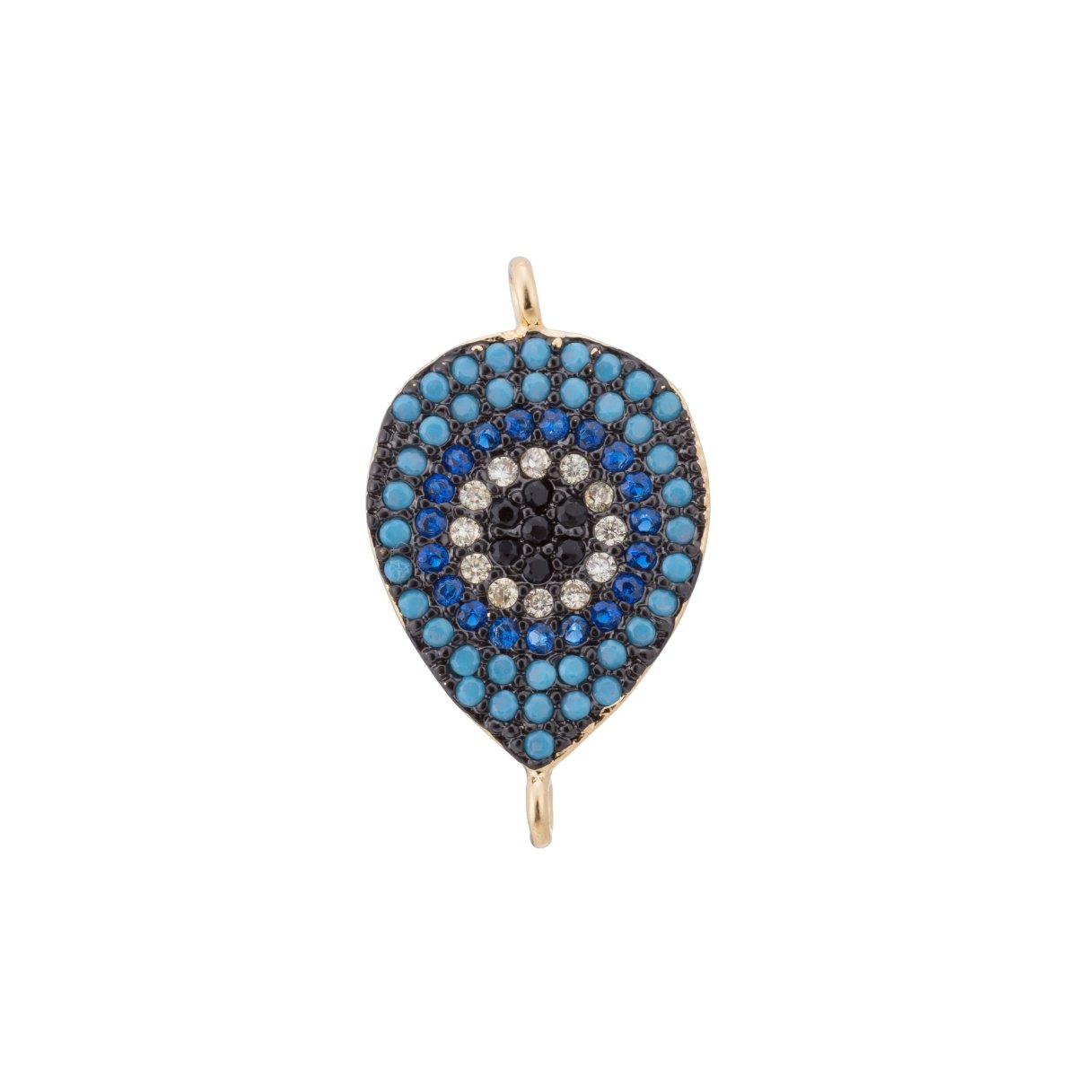 Black Turquoise Evil Eye, Teardrop Style, Gift for Mother Mom Cubic Zirconia Bracelet Charm Bead Finding Connector For Jewelry Making, F-113