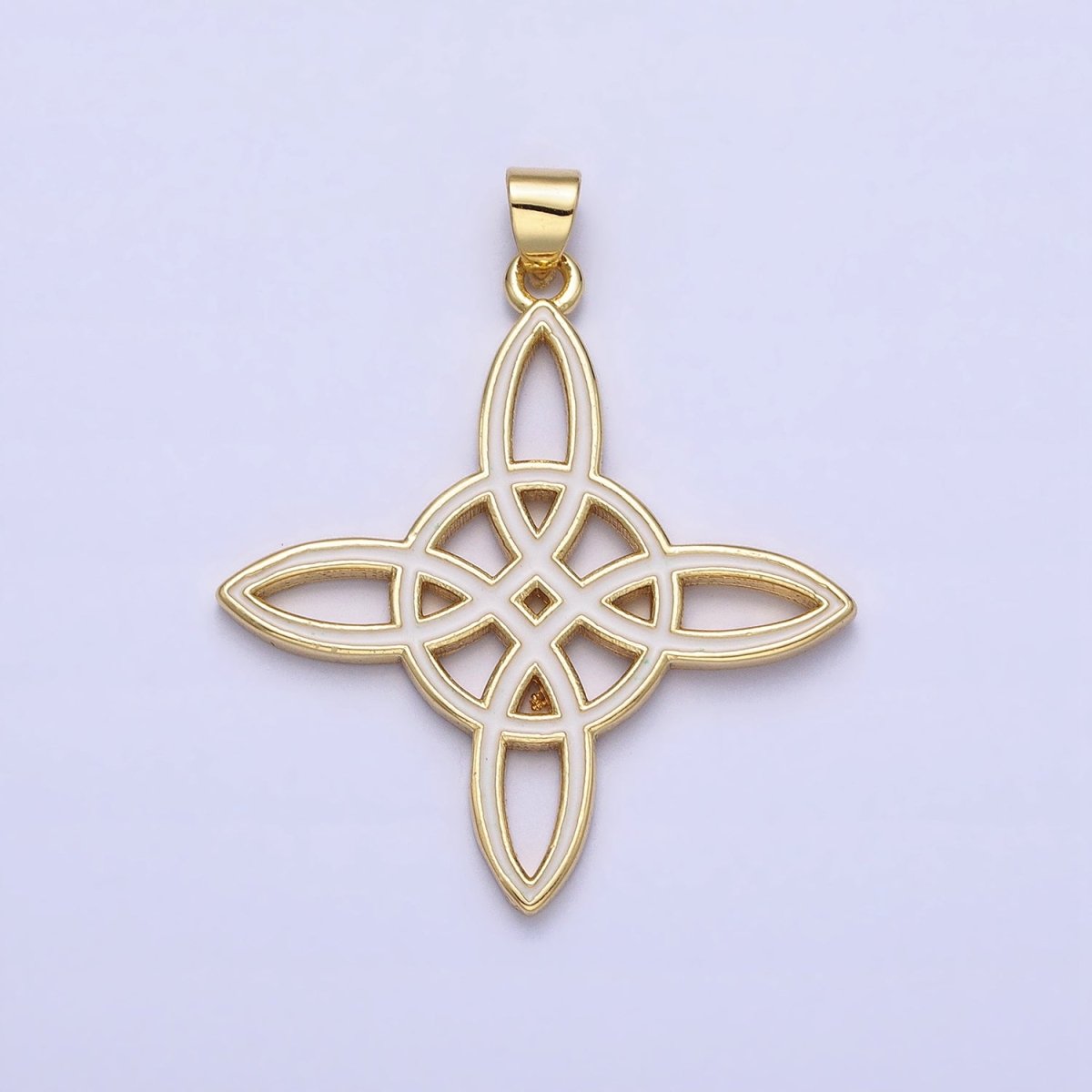 Black White Enamel Celtic Cross Gold Irish Cross Pendant, Triquetra Charm Celtic Knot Pendant AA147 AA148