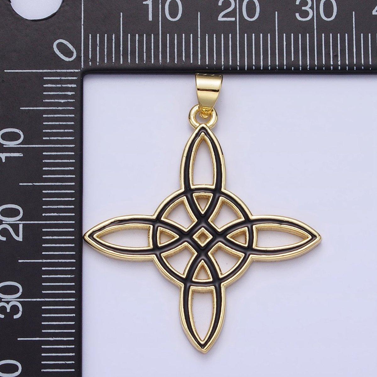 Black White Enamel Celtic Cross Gold Irish Cross Pendant, Triquetra Charm Celtic Knot Pendant AA147 AA148